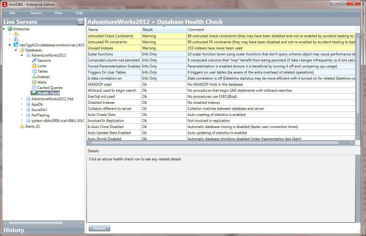 Azure Database HealthCheck
