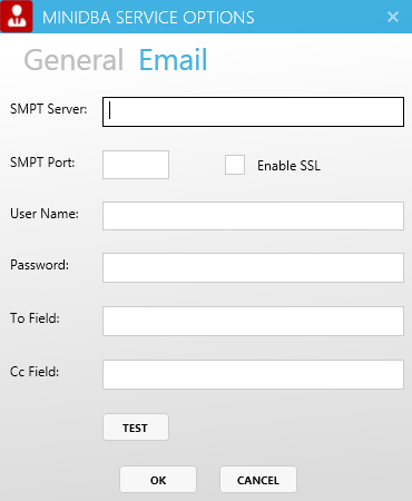 miniDBA Server email options