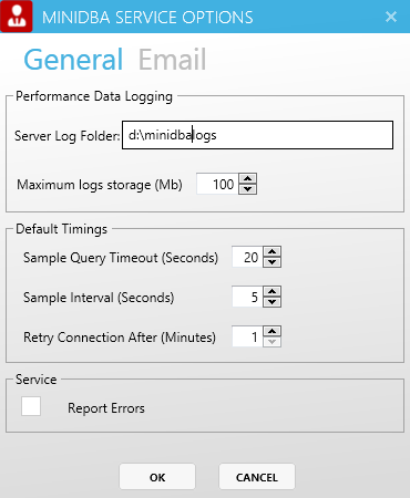 miniDBA Server options