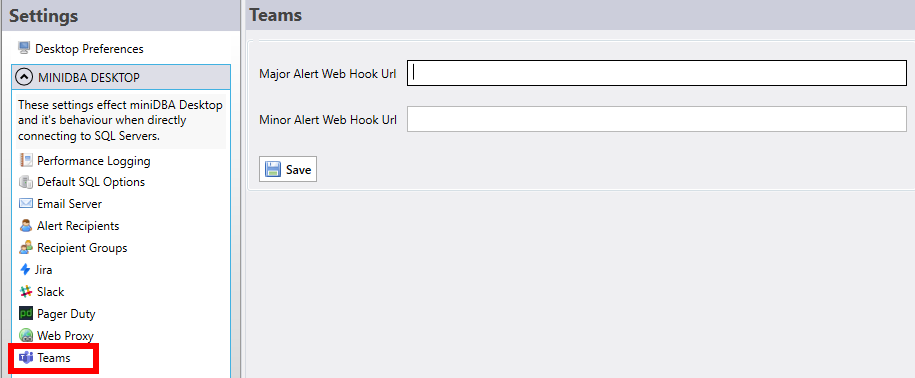 SQL Server Teams Alert Configuration